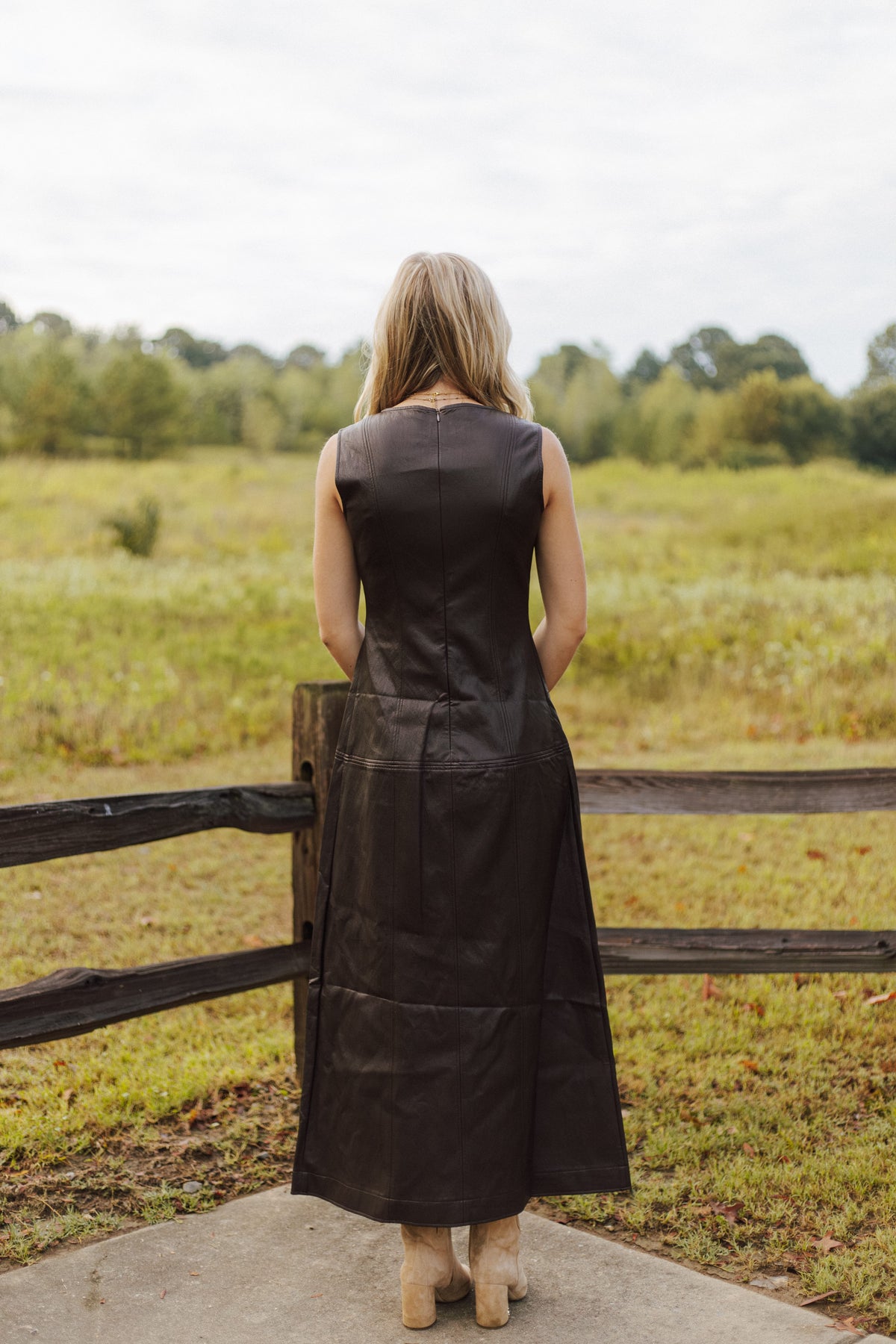 JIJI Chocolate Leather Maxi Dress