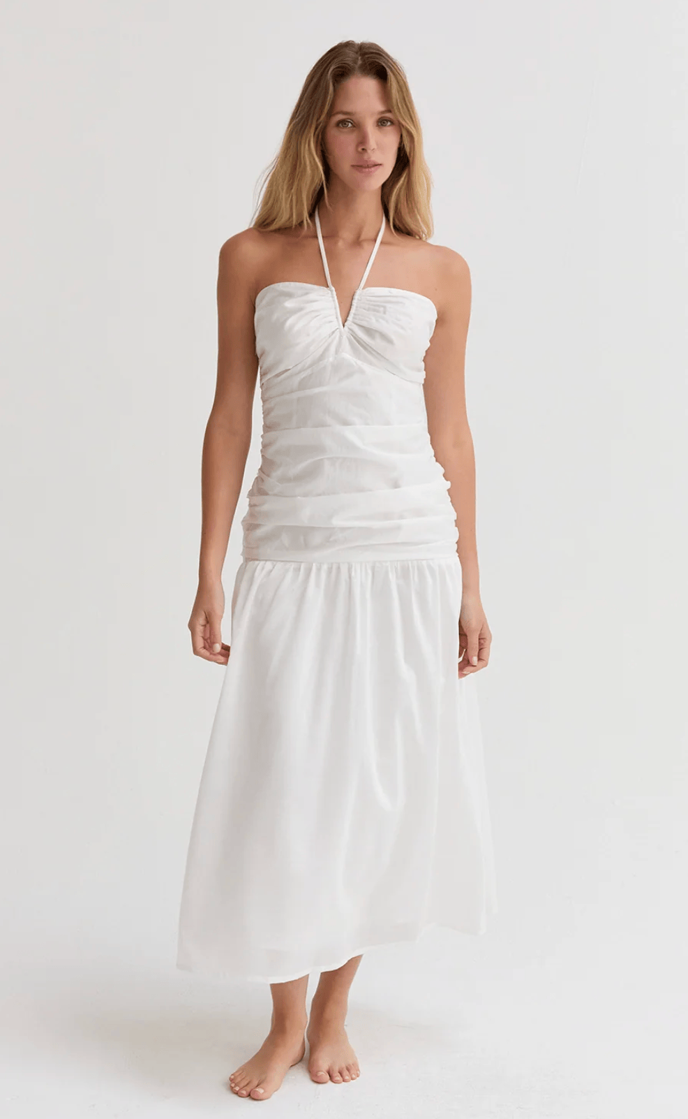 Rayna Shirred Halter Midi