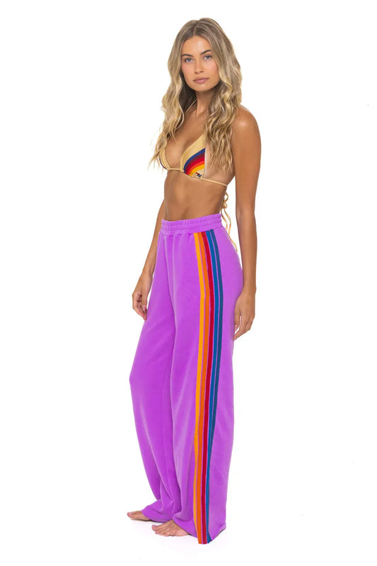 Neon Purple 5 Stripe Wide Leg