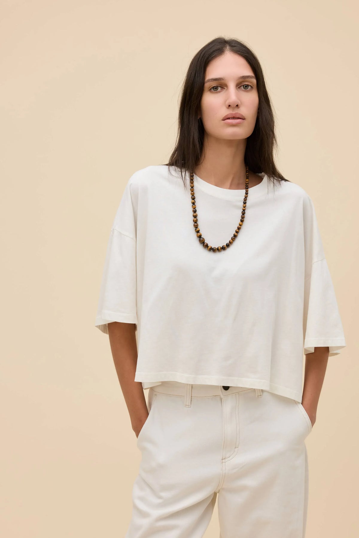 Solid Cropped White Tee