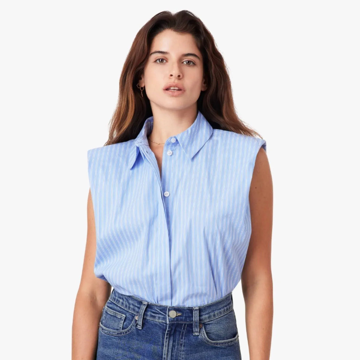 Sleeveless Shoulder Pad Shirt