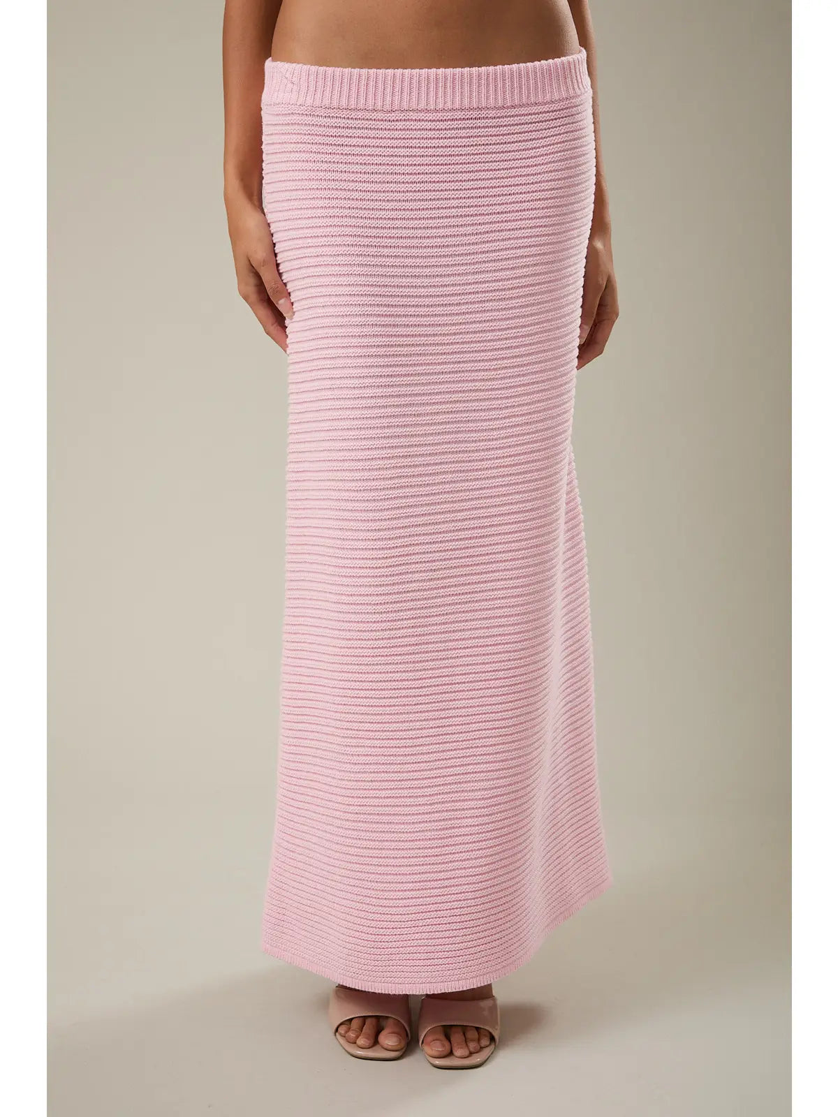 High Waisted Knit Midi Skirt