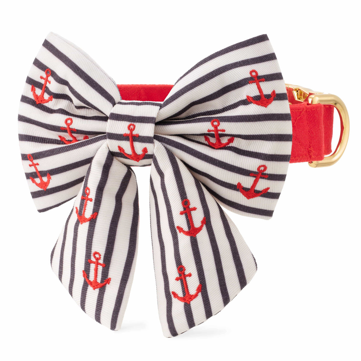 Anchor Embroidered Lady Dog Bow