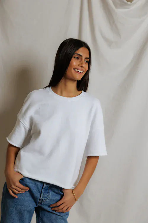 french terry short sleeve sweatshirt