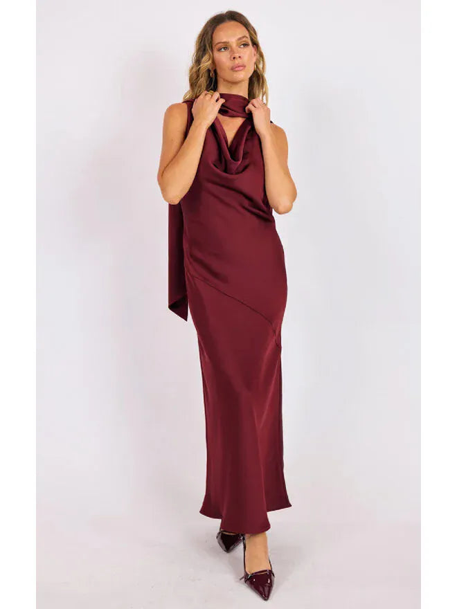 Cabaret Cowlneck Scarf Maxi Dress