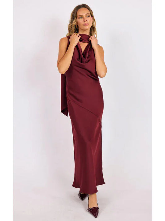Cabaret Cowlneck Scarf Maxi Dress