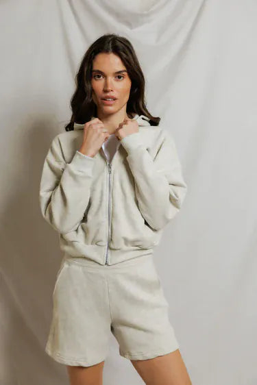 French Terry Cropped Zip Hoodie